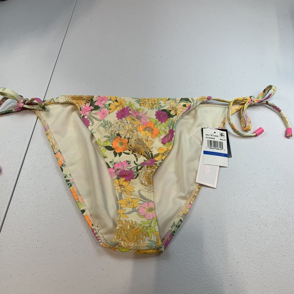 Salt &‎ Cove Junior's Swim Bikini Bottom XL Floral Daisy Side Tie String Beach